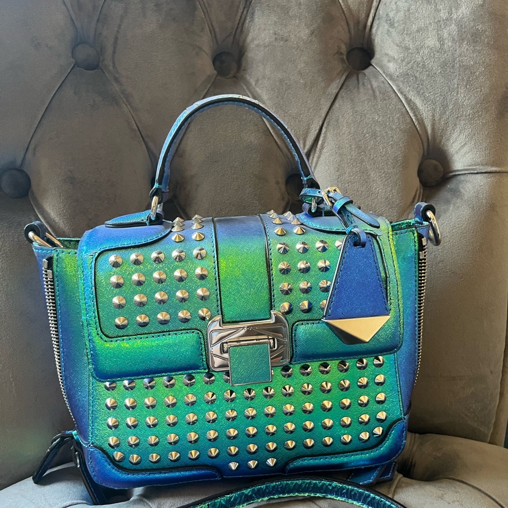 Rebecca Minkoff Blue iridescent Studded Satchel
